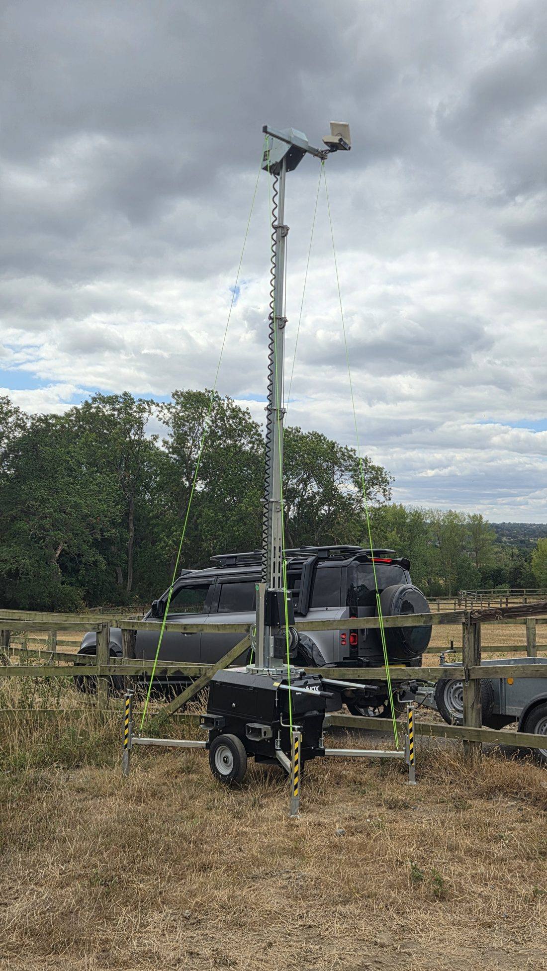 Tower deployed in a field