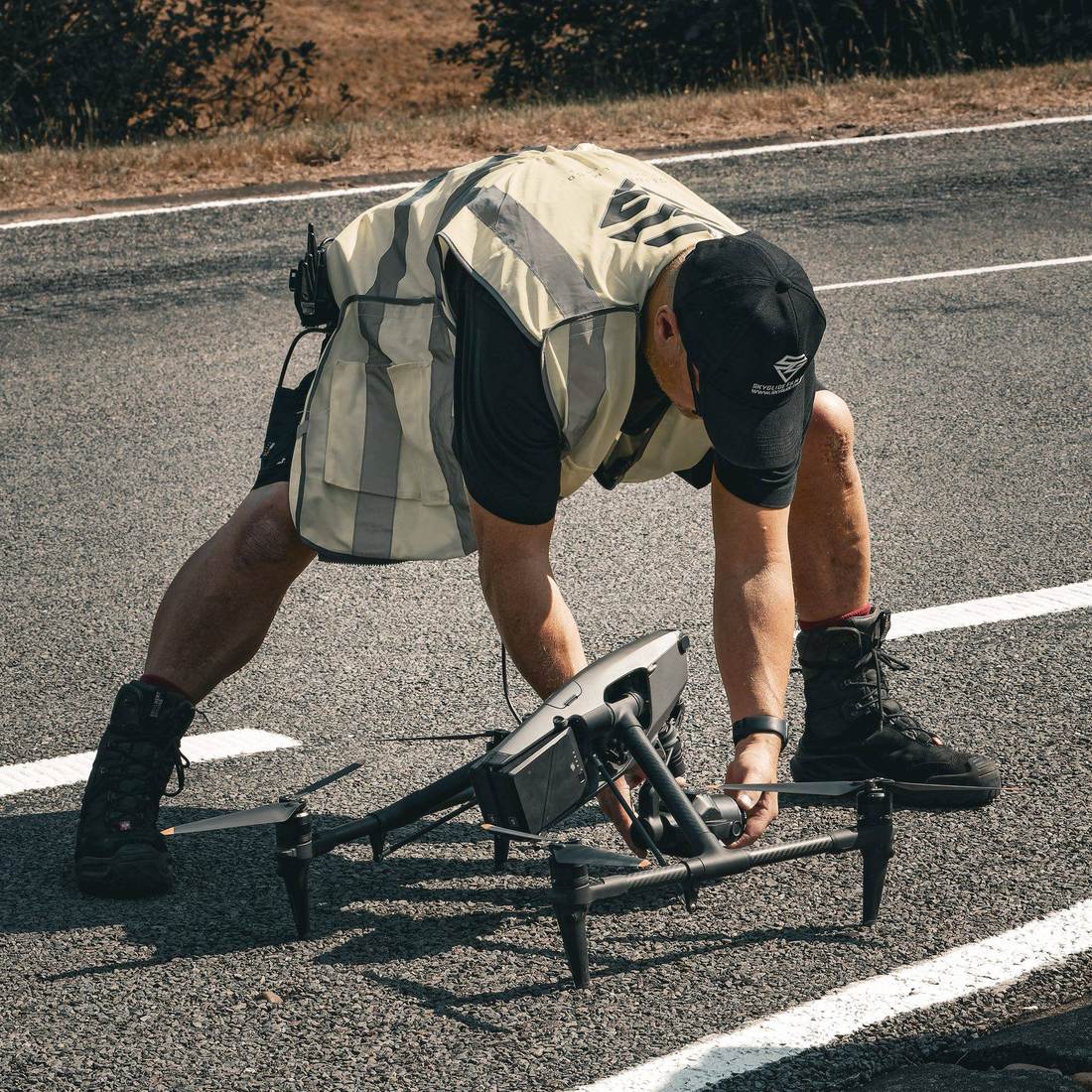 Pre-flight checks trackside at a proving ground